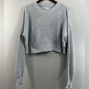 Aeropostale Women’s Oversized Ribbed Slouchy Cropped Sweater Gray Size L